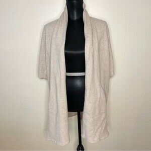 Eileen Fisher Cardigan Sweater Cotton Polyester Open Beige Size Small Medium